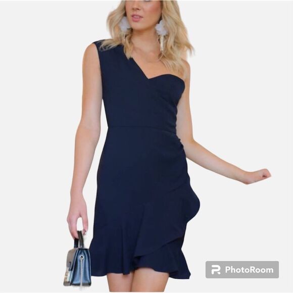 Cooper St Payton one shoulder Mini Dress navy blue  Size 10 NWT - Picture 1 of 12